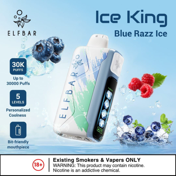 ELF BAR ICE KING 30000 PUFFS DISPOSABLE VAPE - BLUE RAZZ ICE