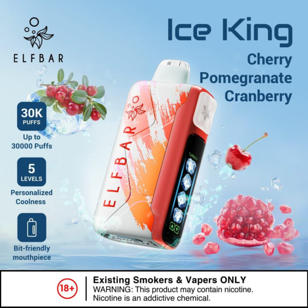 ELF BAR ICE KING 30000 PUFFS DISPOSABLE VAPE - CHERRY POMEGRANATE CRANBERRY