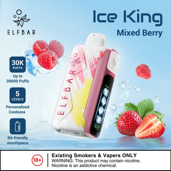 ELF BAR ICE KING 30000 PUFFS DISPOSABLE VAPE - MIXED BERRY _ ELF BAR 30000 PUFFS RECHARGEABLE _ ELF BAR 25000 PUFFS