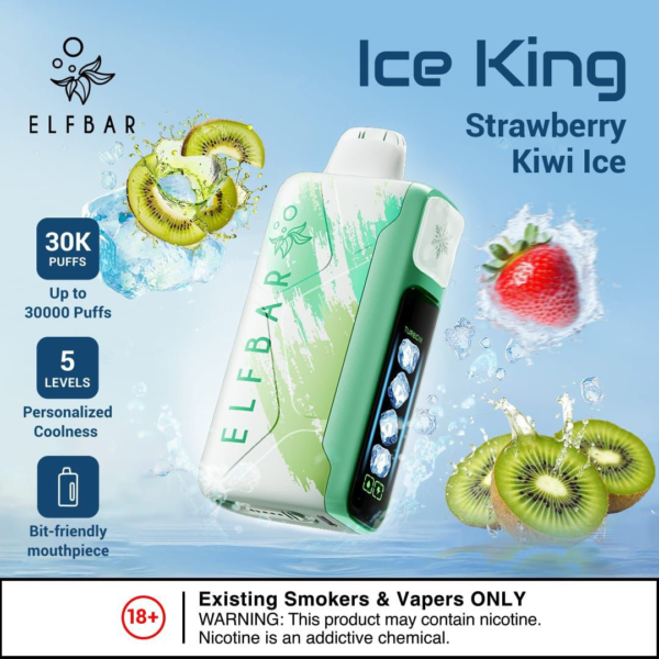 ELF BAR ICE KING 30000 PUFFS DISPOSABLE VAPE - STRAWBERRY KIWI ICE _ ELF BAR 30000 PUFFS PRICE _ ELF BAR VAPE PRICE IN UAE