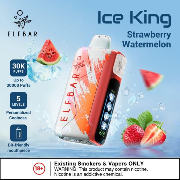 ELF BAR ICE KING 30000 PUFFS DISPOSABLE VAPE - STRAWBERRY WATERMELON _ ELF BAR 30000 PUFFS PRICE _ ELF BAR 30000 PUFFS FLAVORS _ ELF BAR 30000 PUFFS NEAR ME _ ELF BAR 30000 PUFFS RECHARGEABLE